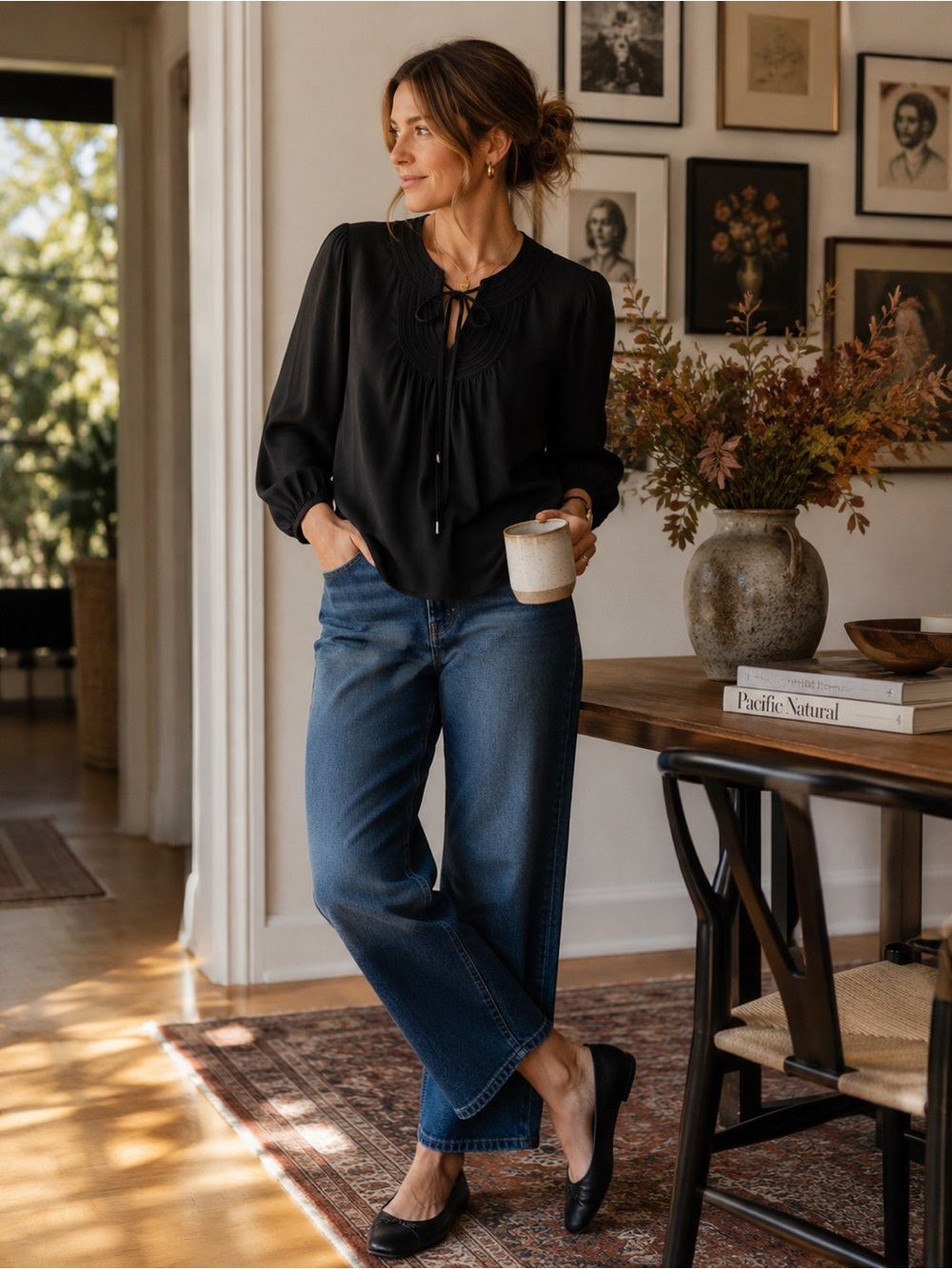 Diane Von Furstenberg New Acquilina Black Pintuck Balloon-Sleeve Blouse